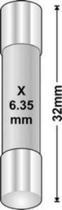 Picture of FUSE 12 amp, Slow Blow. 32 X 6.35 mm. Pack 5 