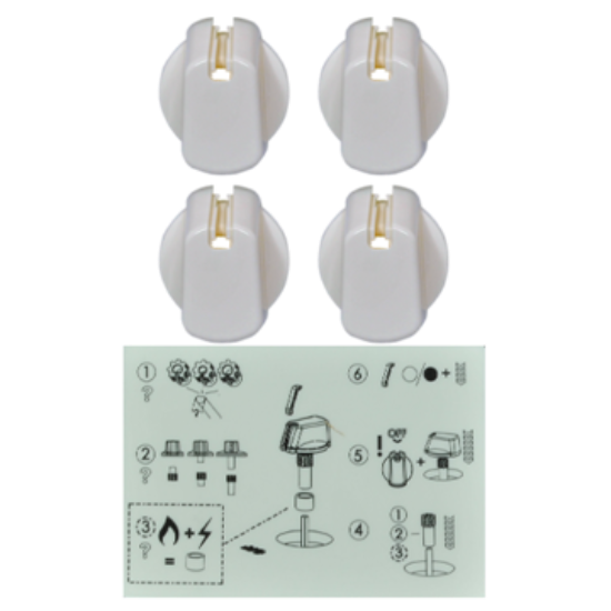 Picture of knob, kit, white, 35MM UNI, WITHDECALS