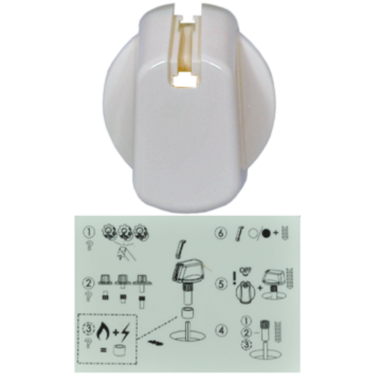 Picture of knob, single, white, 35MM UNI